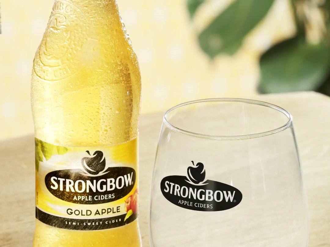 3 Strongbow Apple Ciders Always On Glass Boomerang 9X16 EVERGREEN Gold Apple Bottle Perfect Serve Video 6S 9X16 Social Media Global English Copy