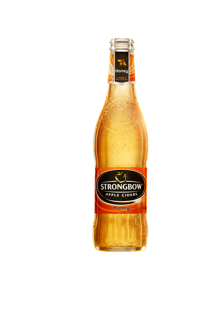 Strongbow Honey Bottle Old Label Hero Product Image 3914X4549px
